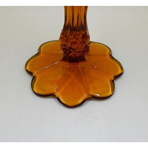 Fenton Cabbage Rose Amber Compote Pedestal Bowl Candy Dish - Picture 6 of 12